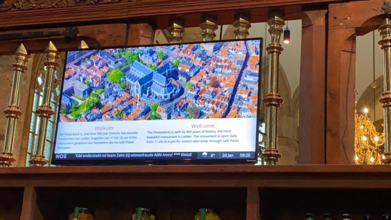 Digital Signage met behulp van narrowcasting in Pieterskerk Leiden